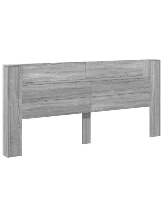 Čelo postele úložný prostor a led šedé sonoma 220x16,5x103,5 cm