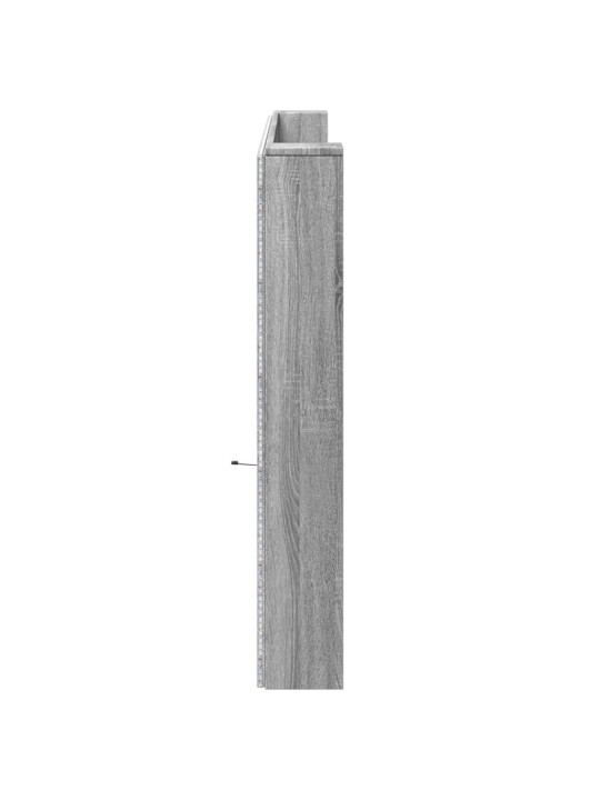 Čelo postele úložný prostor a led šedé sonoma 220x16,5x103,5 cm