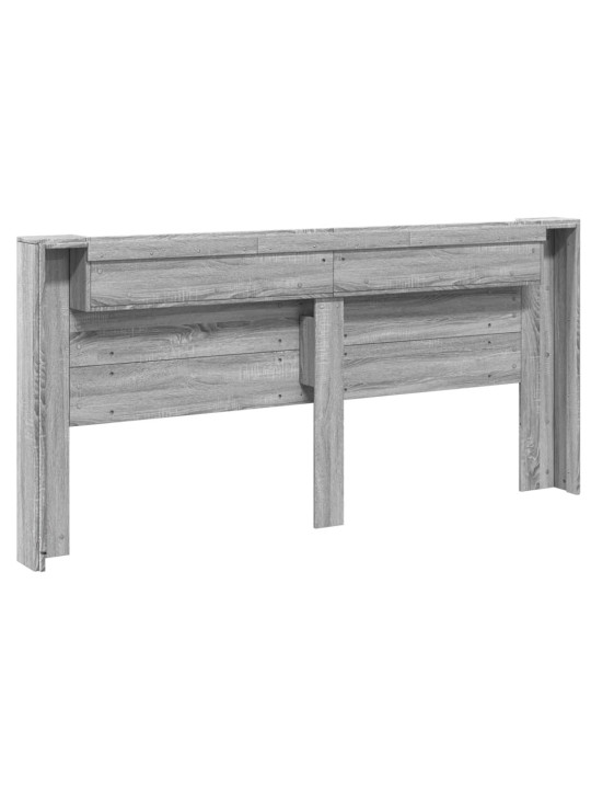 Čelo postele úložný prostor a led šedé sonoma 220x16,5x103,5 cm