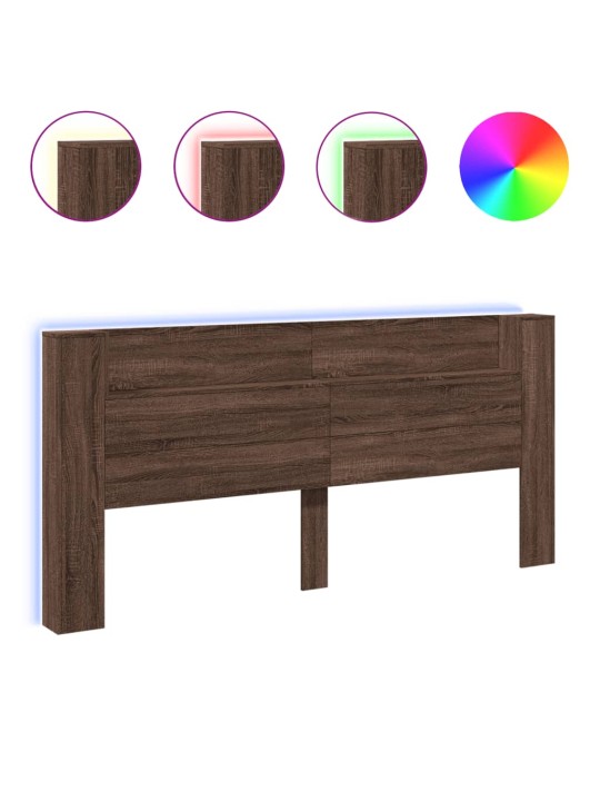 Čelo postele úložný prostor a led hnědý dub 220x16,5x103,5 cm