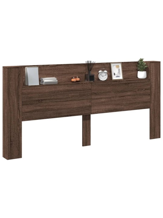 Čelo postele úložný prostor a led hnědý dub 220x16,5x103,5 cm