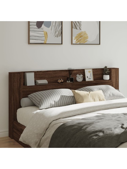 Čelo postele úložný prostor a led hnědý dub 220x16,5x103,5 cm