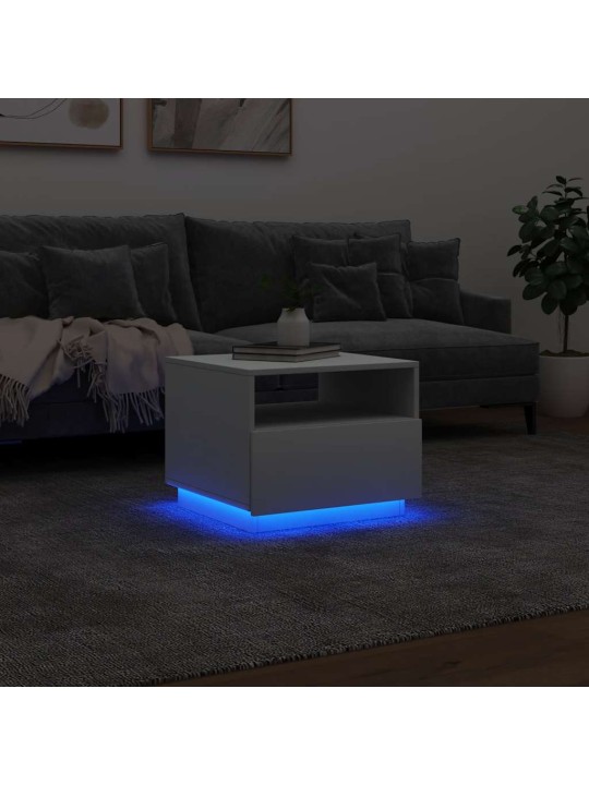 Konferenční stolek s LED osvětlením bílý 50 x 49 x 40 cm