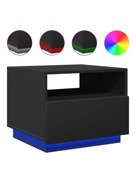 Konferenční stolek s LED osvětlením černý 50 x 49 x 40 cm