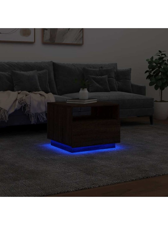 Konferenční stolek s LED osvětlením hnědý dub 50 x 49 x 40 cm