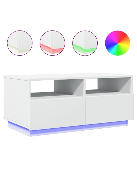 Konferenční stolek s LED osvětlením bílý 90 x 49 x 40 cm