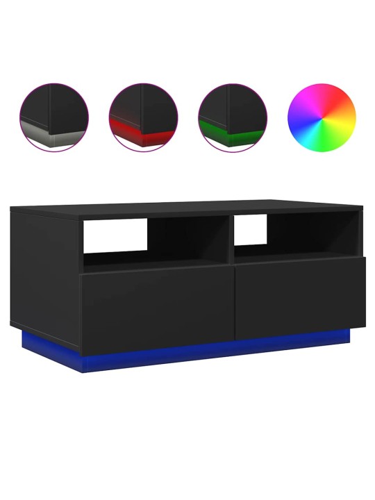 Konferenční stolek s LED osvětlením černý 90 x 49 x 40 cm