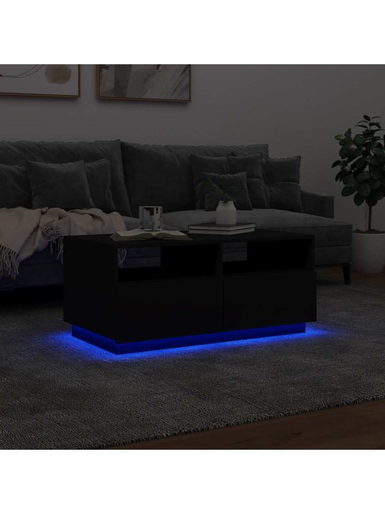 Konferenční stolek s LED osvětlením černý 90 x 49 x 40 cm