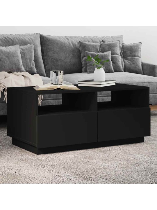 Konferenční stolek s LED osvětlením černý 90 x 49 x 40 cm