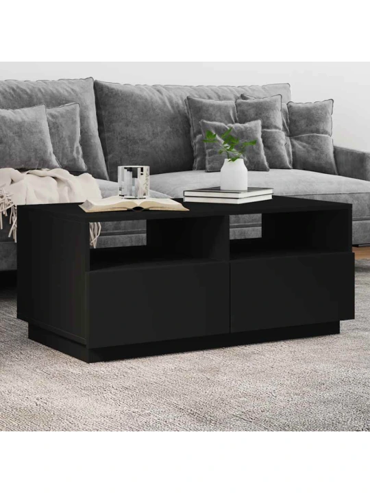 Konferenční stolek s LED osvětlením černý 90 x 49 x 40 cm
