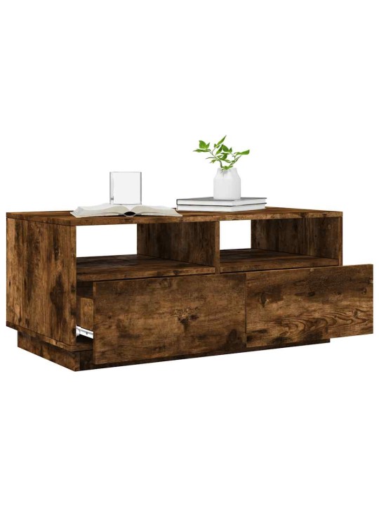 Konferenční stolek s LED osvětlením kouřový dub 90 x 49 x 40 cm