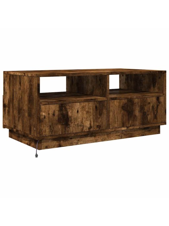 Konferenční stolek s LED osvětlením kouřový dub 90 x 49 x 40 cm