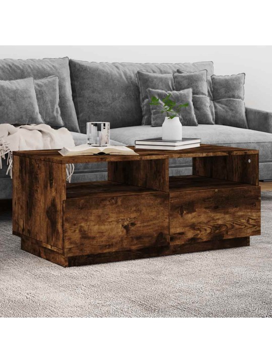 Konferenční stolek s LED osvětlením kouřový dub 90 x 49 x 40 cm