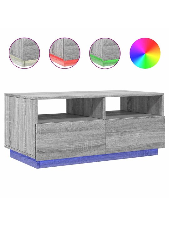 Konferenční stolek s LED osvětlením šedý sonoma 90 x 49 x 40 cm