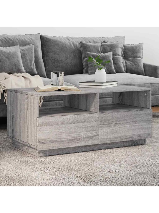 Konferenční stolek s LED osvětlením šedý sonoma 90 x 49 x 40 cm
