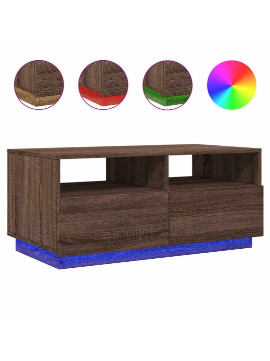 Konferenční stolek s LED osvětlením hnědý dub 90 x 49 x 40 cm