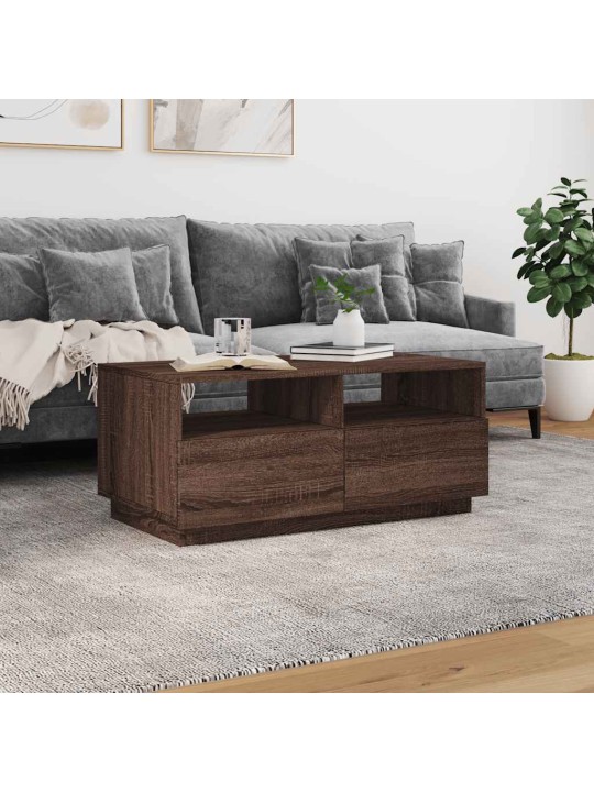 Konferenční stolek s LED osvětlením hnědý dub 90 x 49 x 40 cm