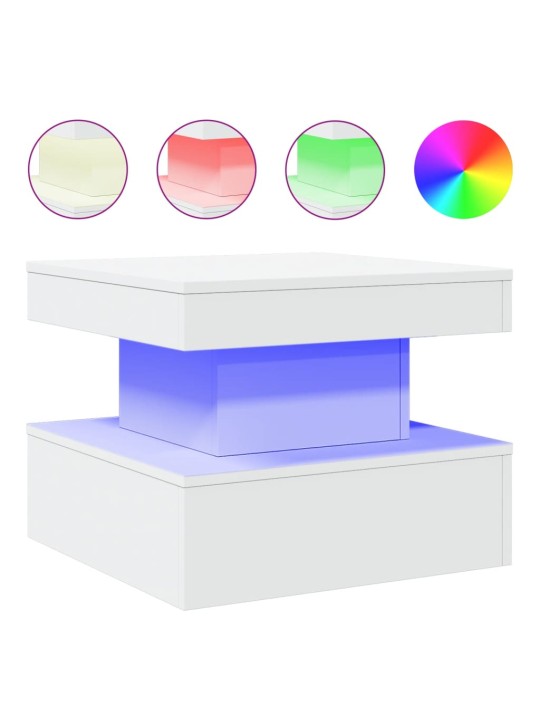 Konferenční stolek s LED osvětlením bílý 50 x 50 x 40 cm