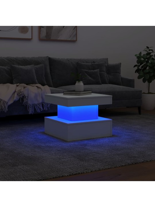 Konferenční stolek s LED osvětlením bílý 50 x 50 x 40 cm