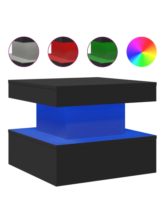 Konferenční stolek s LED osvětlením černý 50 x 50 x 40 cm