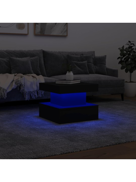 Konferenční stolek s LED osvětlením černý 50 x 50 x 40 cm