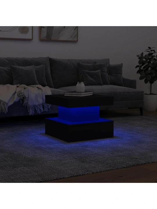 Konferenční stolek s LED osvětlením černý 50 x 50 x 40 cm