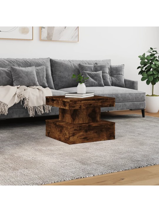 Konferenční stolek s LED osvětlením kouřový dub 50 x 50 x 40 cm