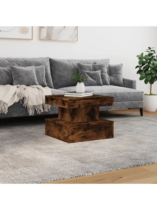 Konferenční stolek s LED osvětlením kouřový dub 50 x 50 x 40 cm
