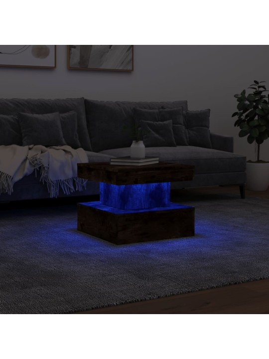 Konferenční stolek s LED osvětlením kouřový dub 50 x 50 x 40 cm