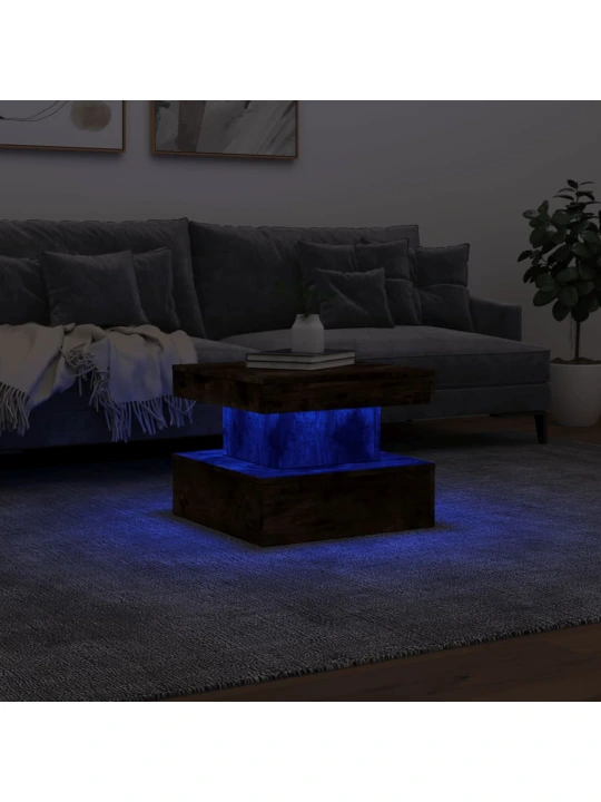 Konferenční stolek s LED osvětlením kouřový dub 50 x 50 x 40 cm