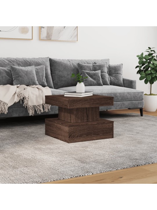 Konferenční stolek s led osvětlením hnědý dub 50 x 50 x 40 cm