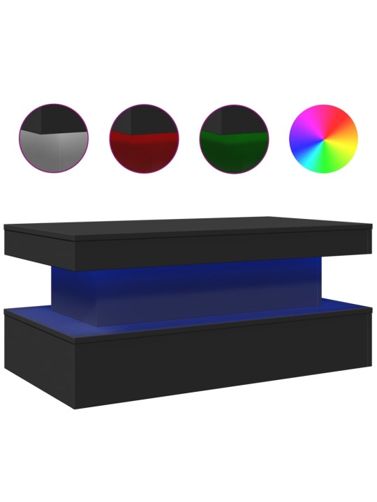 Konferenční stolek s LED osvětlením černý 90 x 50 x 40 cm