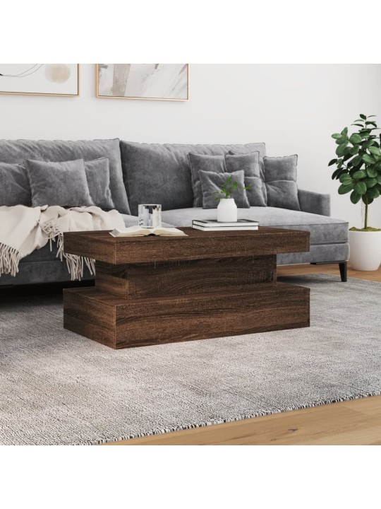 Konferenční stolek s LED osvětlením hnědý dub 90 x 50 x 40 cm