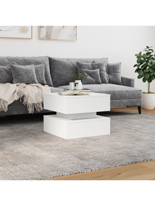 Konferenční stolek s LED osvětlením bílý 50 x 50 x 40 cm