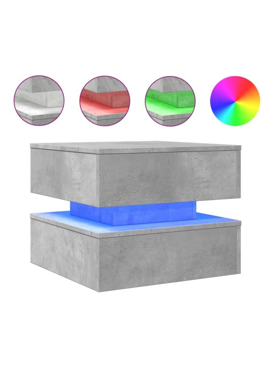 Konferenční stolek s LED osvětlením betonově šedý 50x50x40 cm