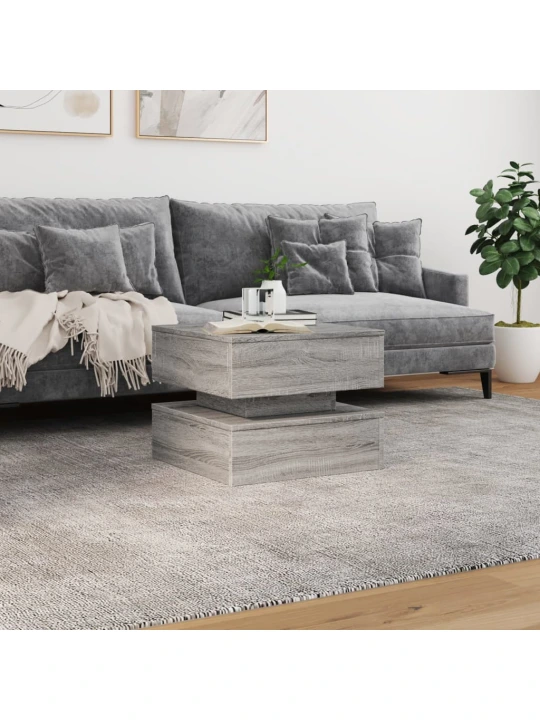 Konferenční stolek s led osvětlením šedý sonoma 50 x 50 x 40 cm