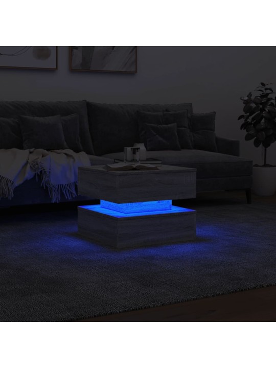 Konferenční stolek s led osvětlením šedý sonoma 50 x 50 x 40 cm