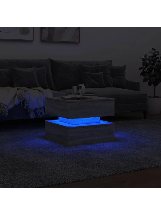Konferenční stolek s led osvětlením šedý sonoma 50 x 50 x 40 cm
