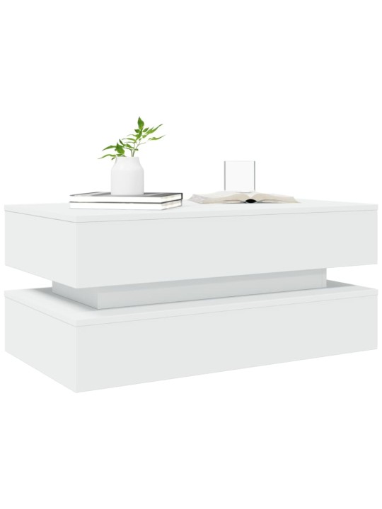 Konferenční stolek s LED osvětlením bílý 90 x 50 x 40 cm