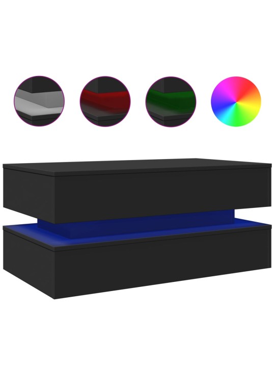Konferenční stolek s LED osvětlením černý 90 x 50 x 40 cm
