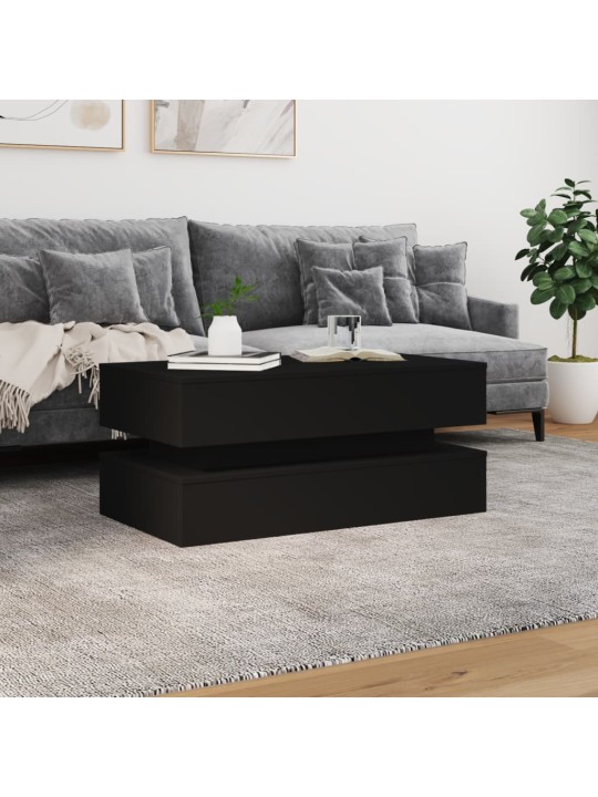 Konferenční stolek s LED osvětlením černý 90 x 50 x 40 cm