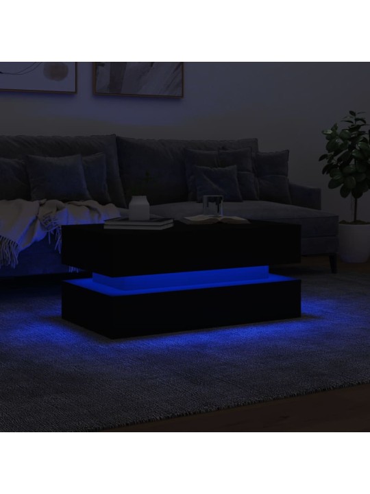 Konferenční stolek s LED osvětlením černý 90 x 50 x 40 cm