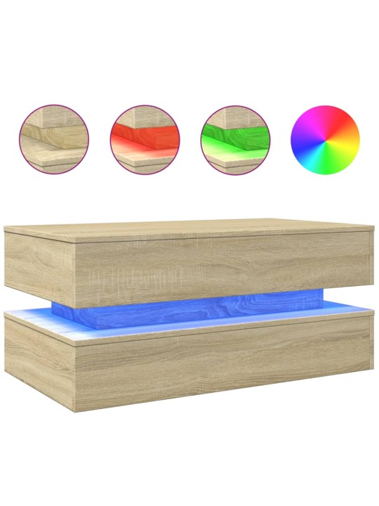 Konferenční stolek s LED osvětlením dub sonoma 90 x 50 x 40 cm
