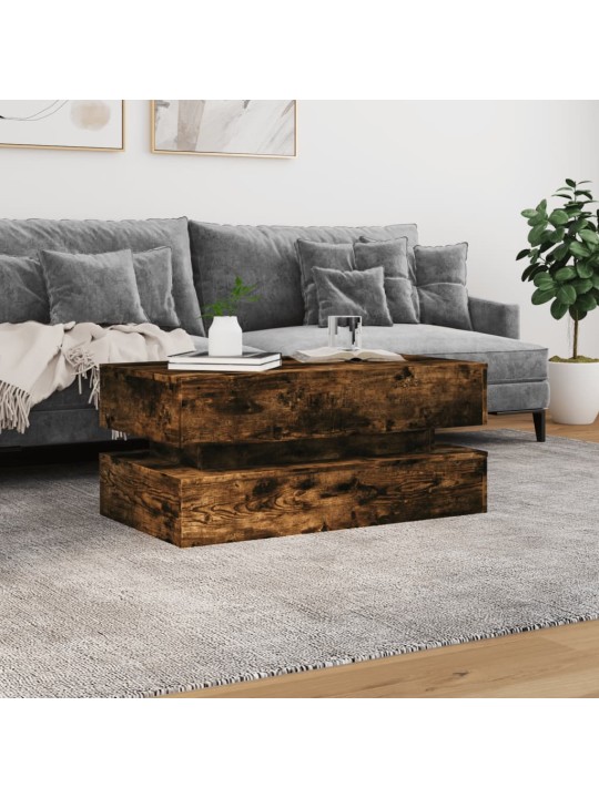 Konferenční stolek s LED osvětlením kouřový dub 90 x 50 x 40 cm