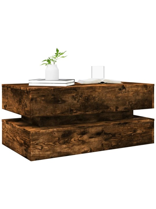 Konferenční stolek s LED osvětlením kouřový dub 90 x 50 x 40 cm
