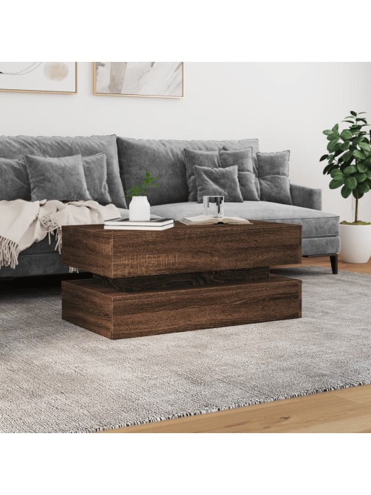 Konferenční stolek s LED osvětlením hnědý dub 90 x 50 x 40 cm