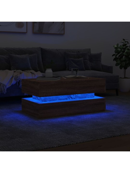 Konferenční stolek s LED osvětlením hnědý dub 90 x 50 x 40 cm
