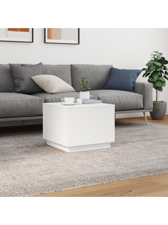 Konferenční stolek s LED osvětlením bílý 50 x 50 x 40 cm