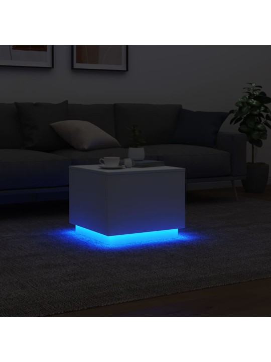 Konferenční stolek s LED osvětlením bílý 50 x 50 x 40 cm