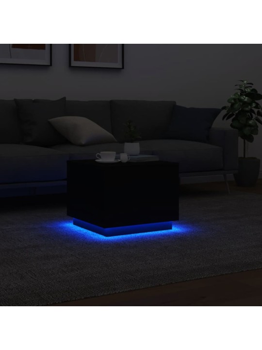 Konferenční stolek s LED osvětlením černý 50 x 50 x 40 cm